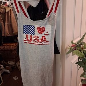 Sleeveless Grey USA Sequin Tank Jumpsuit
